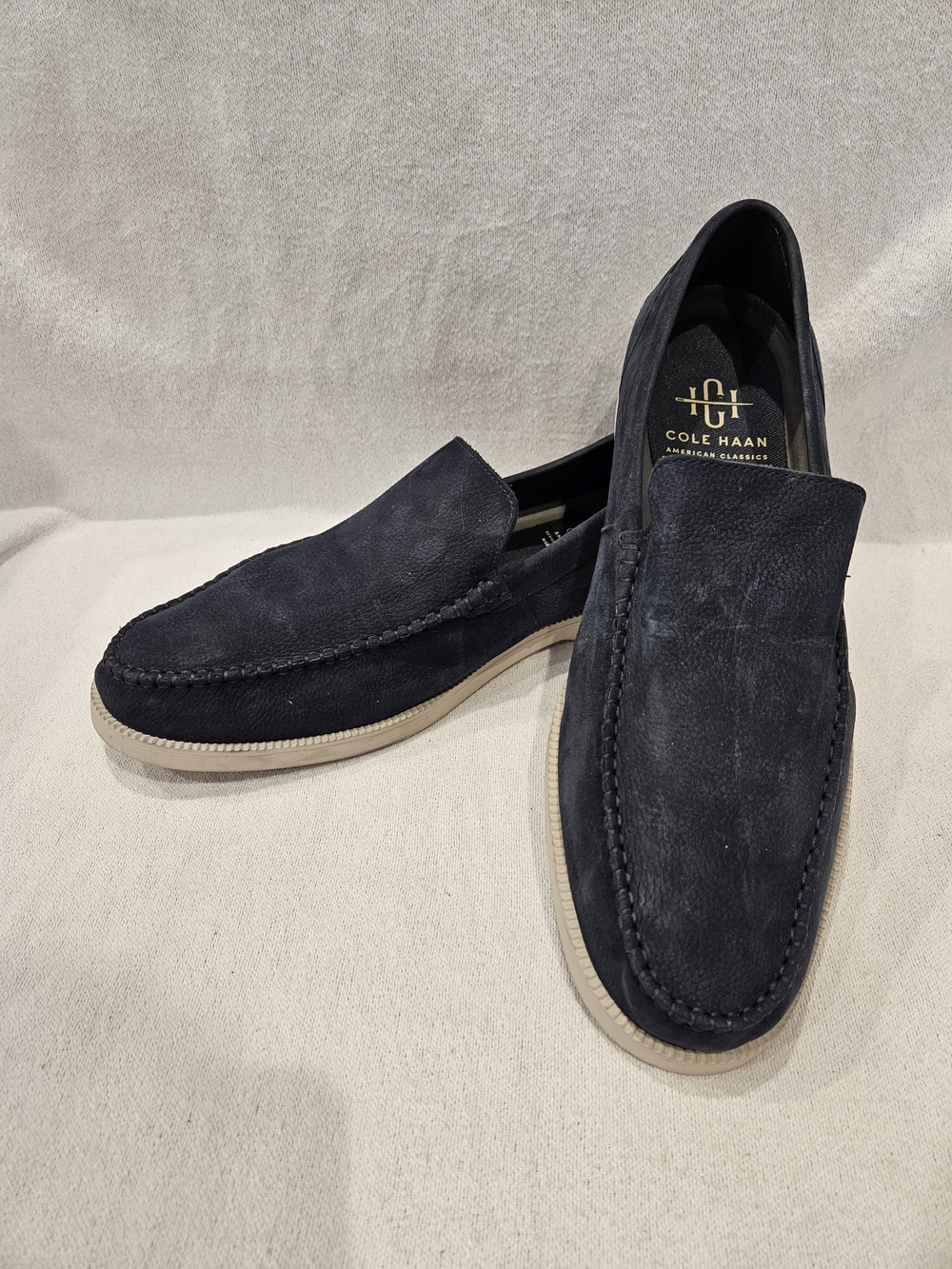 Cole Haan American Classic Navy/Ancient Scroll Suede Slip-On Loafers 11M